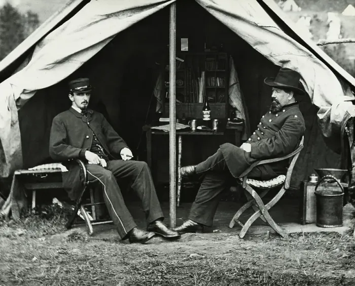 Framed Print : Dr. C.K. Irwin Seated in Tent Opening