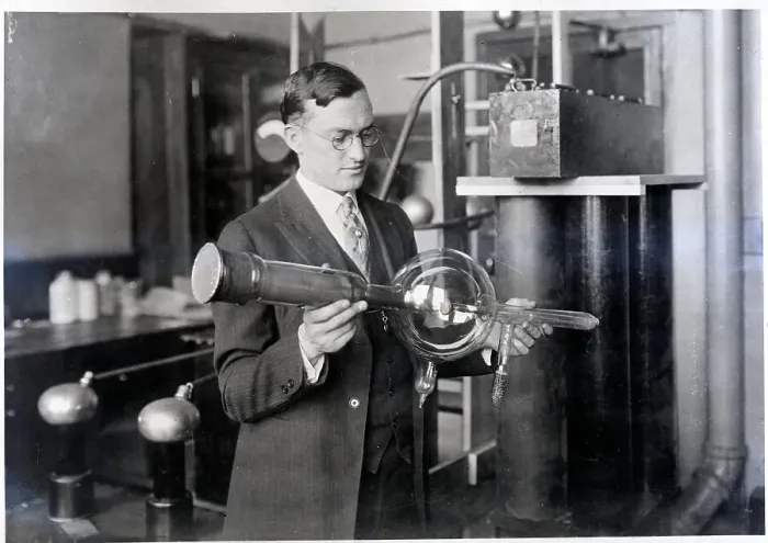 Framed Print : Dr Coolidge Holds Cathode Ray Tube Framed Print : Dr Coolidge Holds Cathode Ray Tube