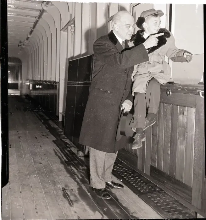 Framed Print : Dr. Edward Kendall with Grandson on Ship Framed Print : Dr. Edward Kendall with Grandson on Ship