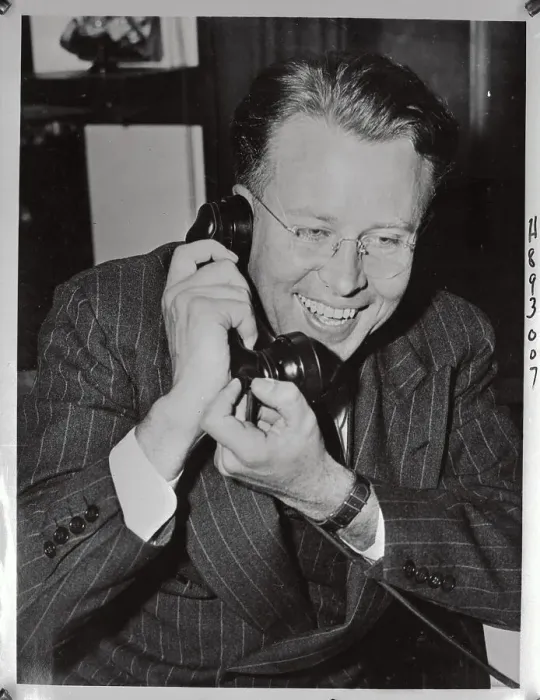 Framed Print : Dr. Ernest O. Lawrence Speaking on Telephone Framed Print : Dr. Ernest O. Lawrence Speaking on Telephone