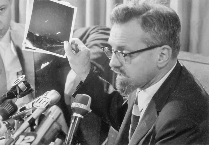 Framed Print : Dr. H. Allen Hynek Giving Press UFO Update Framed Print : Dr. H. Allen Hynek Giving Press UFO Update
