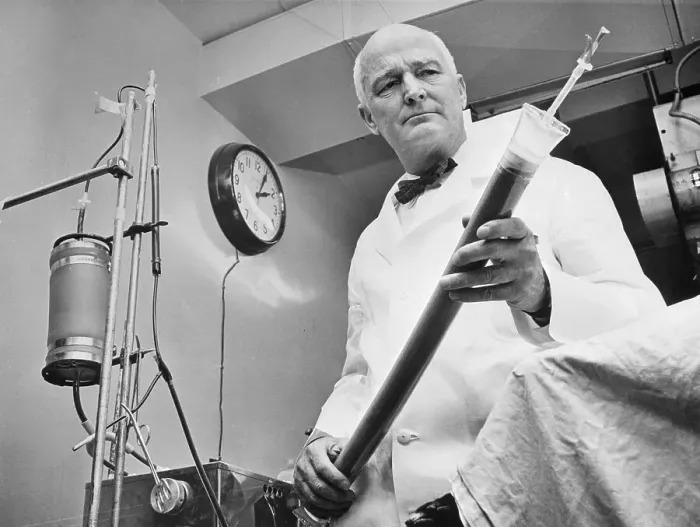 Framed Print : Dr. John H. Gibbon, Jr. Holding Blood Cleaning Apparatus Framed Print : Dr. John H. Gibbon, Jr. Holding Blood Cleaning Apparatus