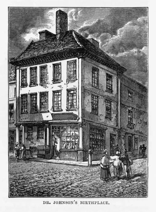 Framed Print : Dr. Johnson Birthplace in Litchfield, Staffordshire, England Victorian Engraving, 1840 Framed Print : Dr. Johnson Birthplace in Litchfield, Staffordshire, England Victorian Engraving, 1840