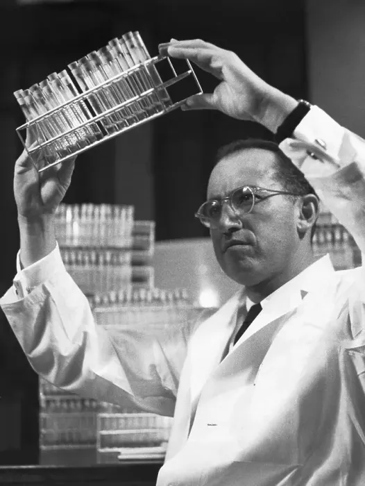 Framed Print : Dr. Jonas Salk in Laboratory Framed Print : Dr. Jonas Salk in Laboratory