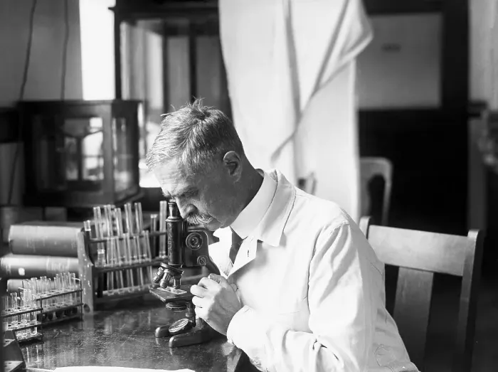 Framed Print : Dr. Karl Landsteiner Working in His Lab