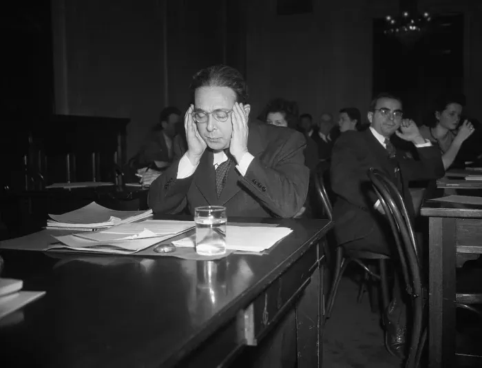 Framed Print : Dr. Leo Szilard Holding His Head in Hearing Framed Print : Dr. Leo Szilard Holding His Head in Hearing