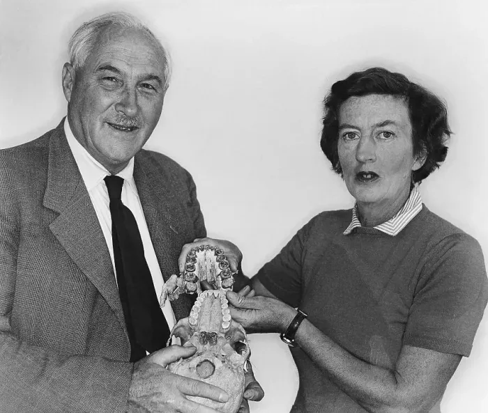 Framed Print : Dr. Louis Leakey and His Wife Mary Holding a Skull Framed Print : Dr. Louis Leakey and His Wife Mary Holding a Skull