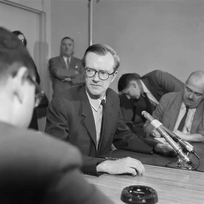 Framed Print : Dr. Maurice Wilkins Holding Press Conference