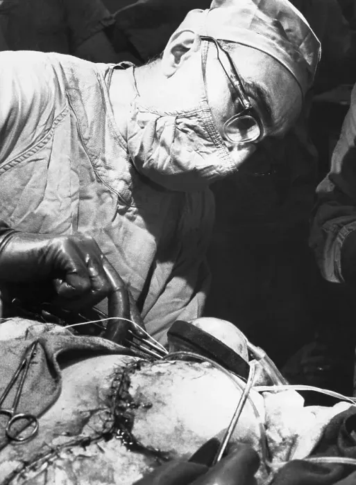Framed Print : Dr. Michael E. DeBakey Implants an Artificial Heart Framed Print : Dr. Michael E. DeBakey Implants an Artificial Heart