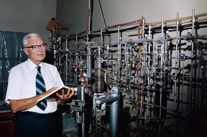 Framed Print : Dr Paul Flory Working in Laboratory Framed Print : Dr Paul Flory Working in Laboratory