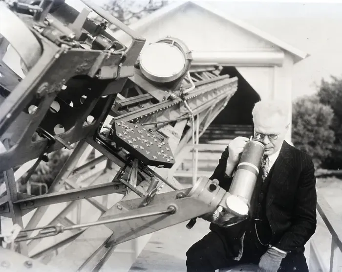 Framed Print : Dr. Pease With His Mega-Telescope Framed Print : Dr. Pease With His Mega-Telescope