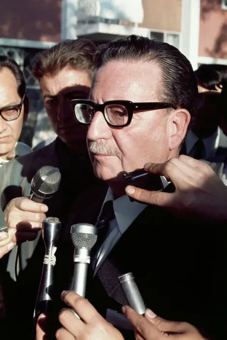 Framed Print : Dr. Salvador Allende Waving to People Framed Print : Dr. Salvador Allende Waving to People