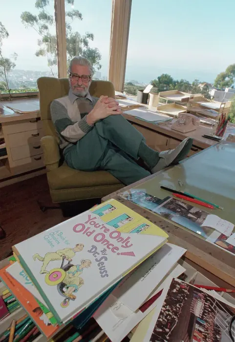 Framed Print : Dr. Seuss at his Office