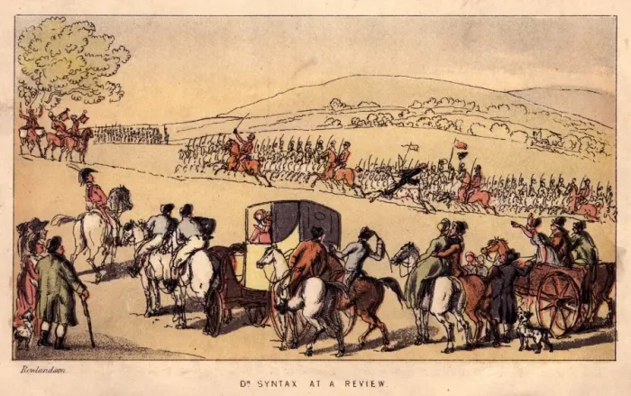 Framed Print : Dr Syntax. circa 1820: Dr Syntax at a military review Framed Print : Dr Syntax. circa 1820: Dr Syntax at a military review
