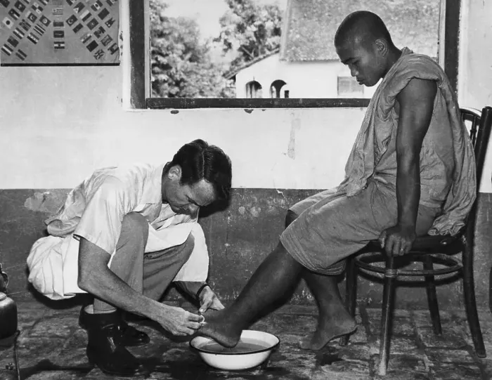 Framed Print : Dr. Tom Dooley Treating Patient Framed Print : Dr. Tom Dooley Treating Patient