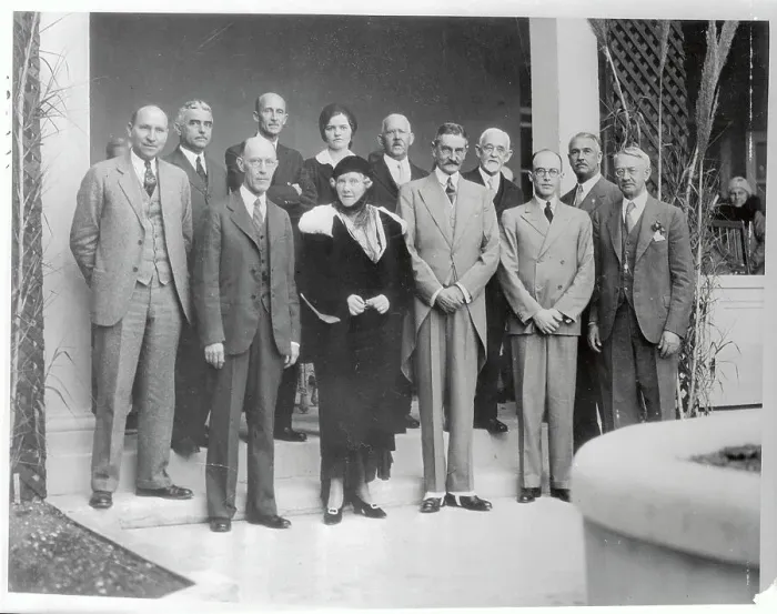 Framed Print : Dr. William Beebe with Group of Scientists Framed Print : Dr. William Beebe with Group of Scientists