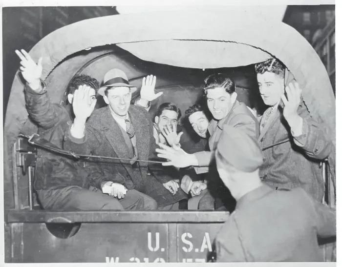Framed Print : Draftees Waving Framed Print : Draftees Waving