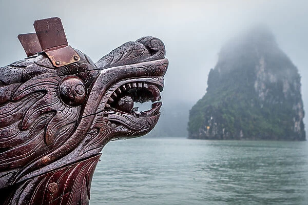 Dragon head at bow of boat - Halong Bay, Vietnam