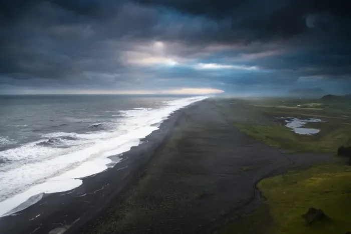 Framed Print : Dramatic clouds, black sandy beach near Dyrholaey, south coast, Southern Region, Iceland Framed Print : Dramatic clouds, black sandy beach near Dyrholaey, south coast, Southern Region, Iceland