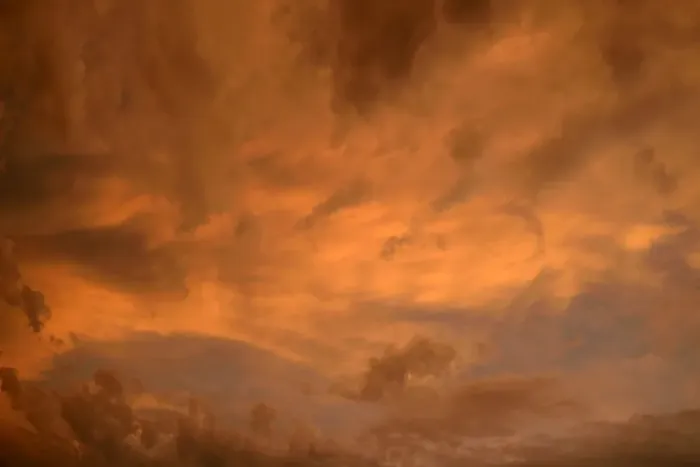 Framed Print : Dramatic clouds in the sky, after sunset, Baden-Wurttemberg, Germany
