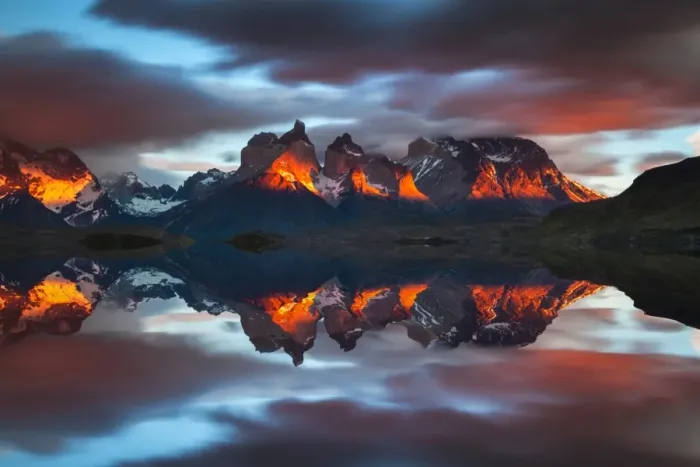 Framed Print : Dramatic dawn in Torres del Paine, Chile
