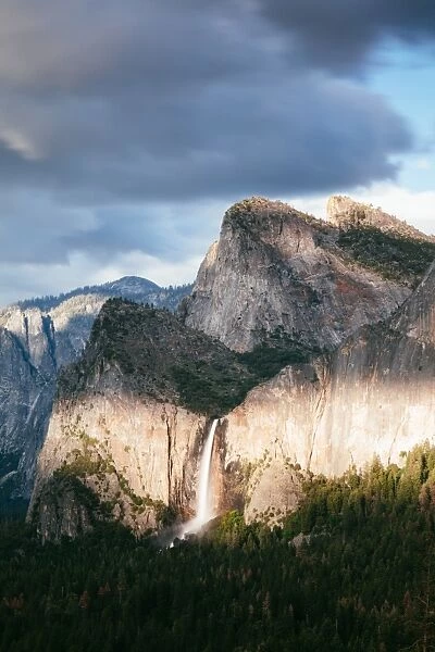 Dramatic light on Bridalveil fall, Yosemite, USA