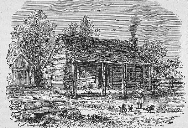 Drawing Of Abraham Lincolns Birthplace, KY, 1860s