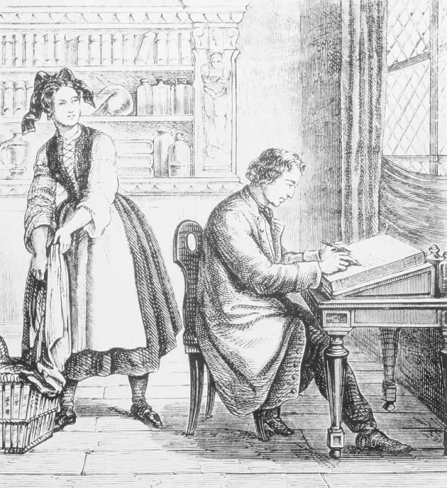 Framed Print : Drawing of Alois Senefelder at Work on Lithography Framed Print : Drawing of Alois Senefelder at Work on Lithography