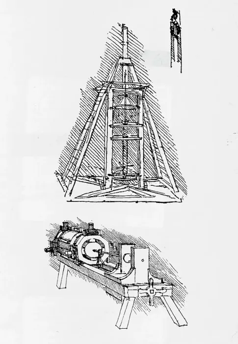 Framed Print : Drawing based on Drill and Drilling Tower by Leonardo da Vinci Framed Print : Drawing based on Drill and Drilling Tower by Leonardo da Vinci