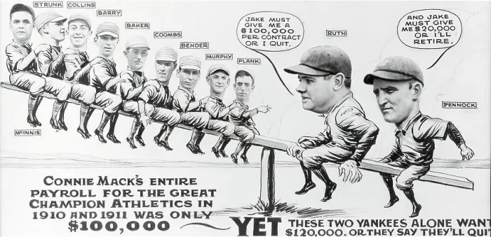 Framed Print : Drawing Depicting Babe Ruth and Herbie Pennock Salaries Framed Print : Drawing Depicting Babe Ruth and Herbie Pennock Salaries