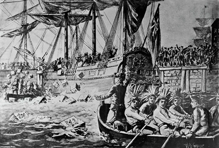 Framed Print : Drawing Depicting the Boston Tea Party by W.L. Greene