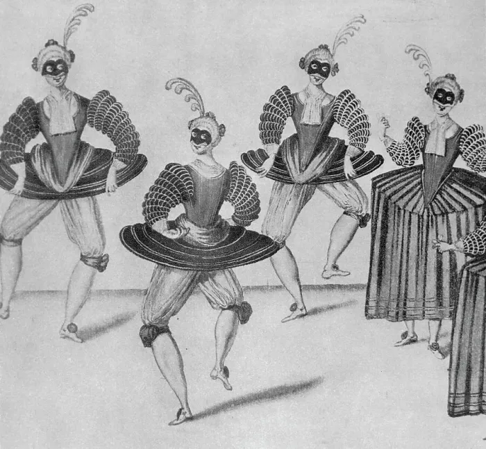 Framed Print : Drawing Depicting Dancing Caricatures in Costume Framed Print : Drawing Depicting Dancing Caricatures in Costume