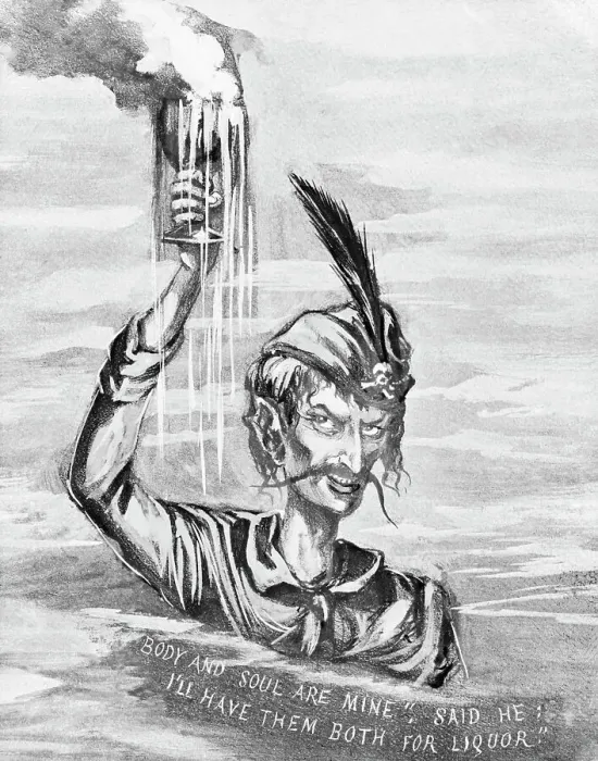 Framed Print : Drawing Depicting Devil of Alcohol Framed Print : Drawing Depicting Devil of Alcohol