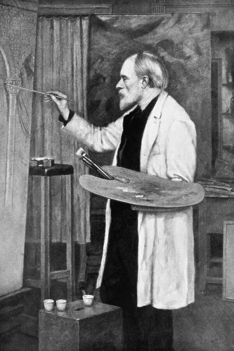 Framed Print : Drawing Depicting English Artist Sir Edward Caley Burne Jones at Work Framed Print : Drawing Depicting English Artist Sir Edward Caley Burne Jones at Work