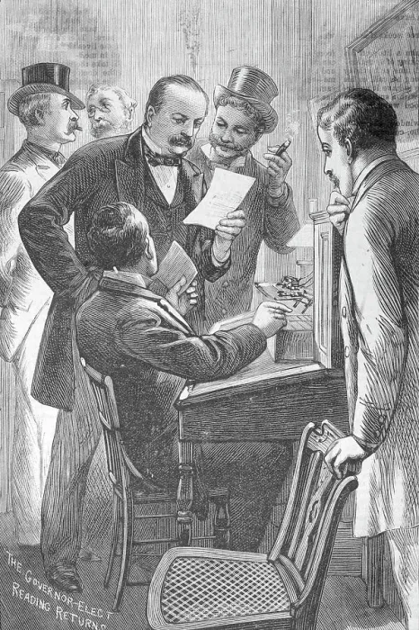 Framed Print : Drawing Depicting Grover Cleveland and Officials Examining Ballot Results Framed Print : Drawing Depicting Grover Cleveland and Officials Examining Ballot Results