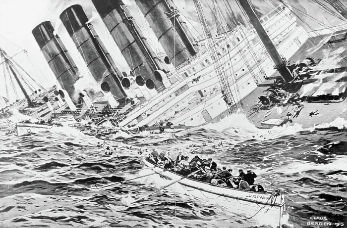 Framed Print : Drawing Depicting Lusitania Sinking Framed Print : Drawing Depicting Lusitania Sinking