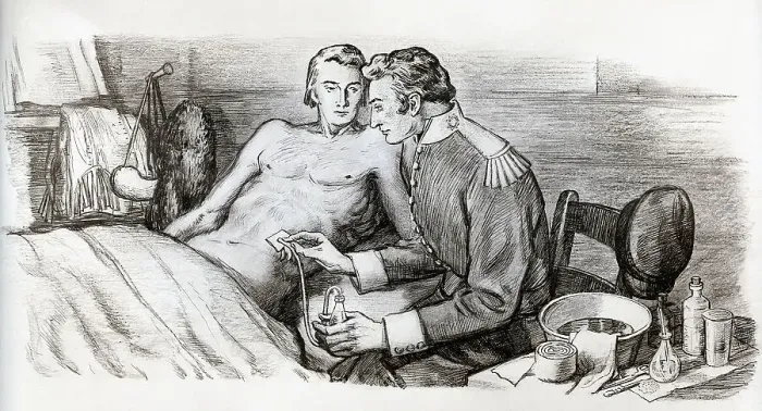 Framed Print : Drawing Of Doctor Experimenting on Stomach