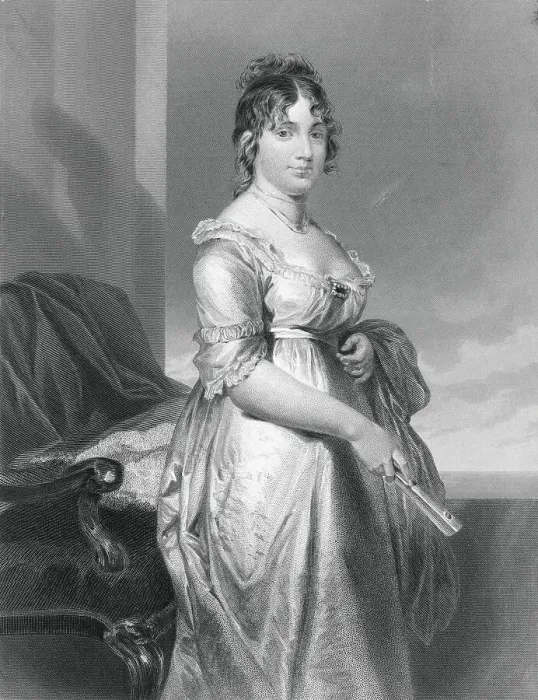 Framed Print : Drawing of Dolley Madison Pausing Framed Print : Drawing of Dolley Madison Pausing