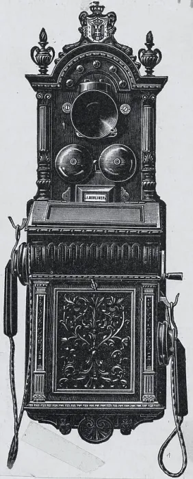 Framed Print : Drawing of an Early Wall Telephone Framed Print : Drawing of an Early Wall Telephone