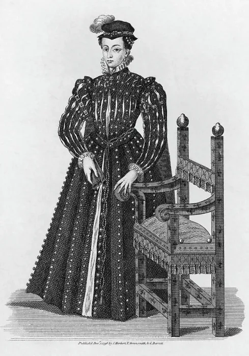Framed Print : Drawing of Mary the Scotland Queen by Chair Framed Print : Drawing of Mary the Scotland Queen by Chair