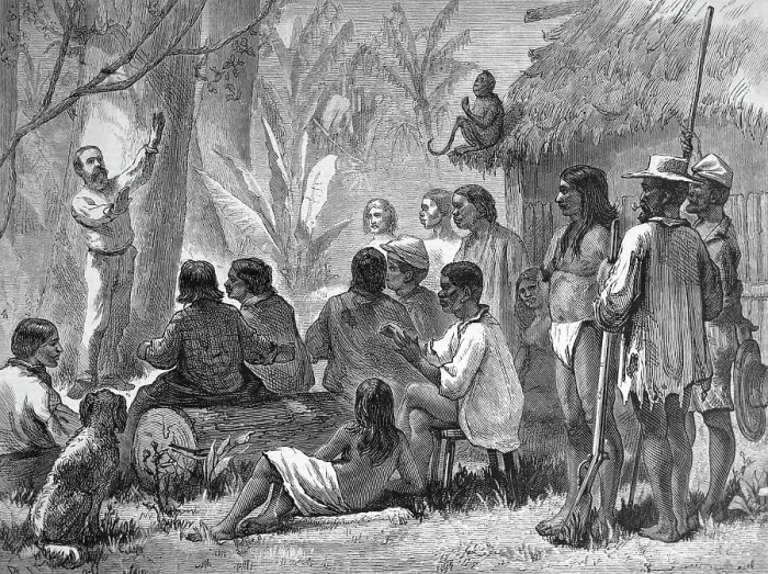 Framed Print : Drawing of Missionaries Evangelizing to Natives Framed Print : Drawing of Missionaries Evangelizing to Natives
