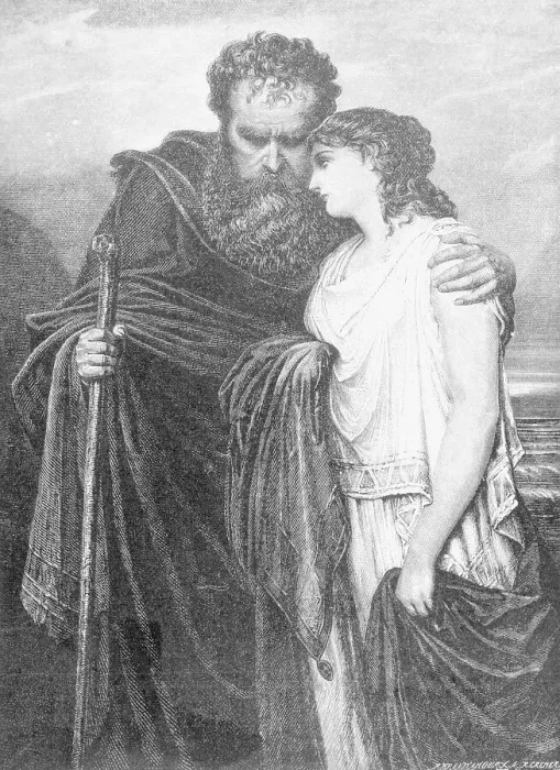 Framed Print : Drawing of Mythological Characters Oedipus and Antigone Embracing Framed Print : Drawing of Mythological Characters Oedipus and Antigone Embracing
