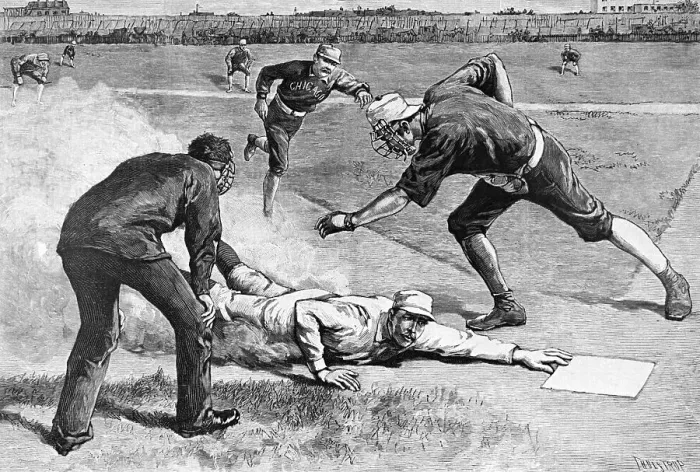 Framed Print : Drawing Of New York Chicago Ball Game