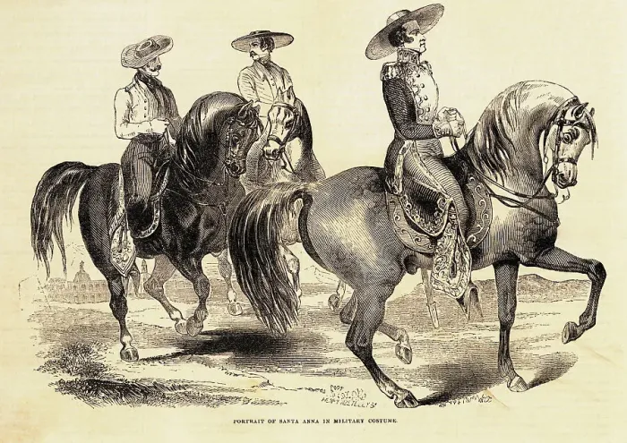 Framed Print : Drawing of Revolutionary Santa Anna and His Men on Horses Framed Print : Drawing of Revolutionary Santa Anna and His Men on Horses
