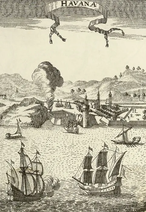 Framed Print : Drawing Showing Ships at Port of Early Havana Framed Print : Drawing Showing Ships at Port of Early Havana