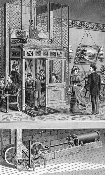 Framed Print : Drawing Showing Uses and Intricates of Early Elevator Framed Print : Drawing Showing Uses and Intricates of Early Elevator
