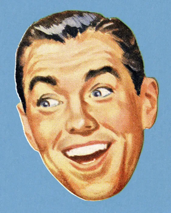 Framed Print : Drawing of a smiling man glancing to the side Framed Print : Drawing of a smiling man glancing to the side