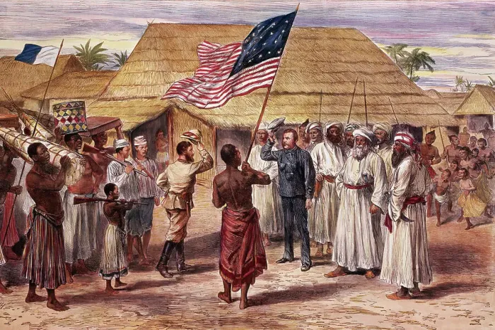 Framed Print : Drawing of Stanley and Livingston Meeting in Africa Framed Print : Drawing of Stanley and Livingston Meeting in Africa