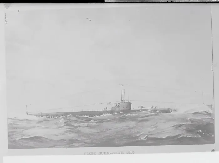 Framed Print : Drawing of Submarine in Waters Framed Print : Drawing of Submarine in Waters