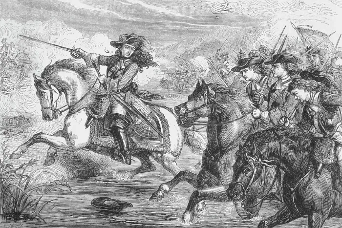 Framed Print : Drawing of William III on Horseback and in Battle at Boyne River Framed Print : Drawing of William III on Horseback and in Battle at Boyne River
